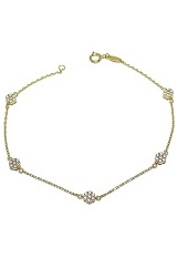 beautiful small yellow gold zirconia flowers kids bracelet